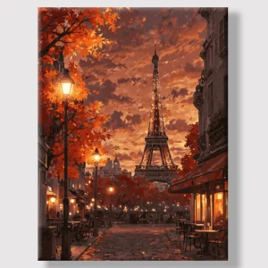 Home Autumn Evening in Paris paint by numbers kit