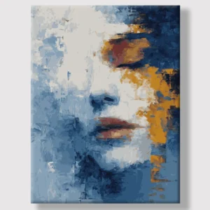 Home Abstract Portrait in Blue and Gold paint by numbers kit